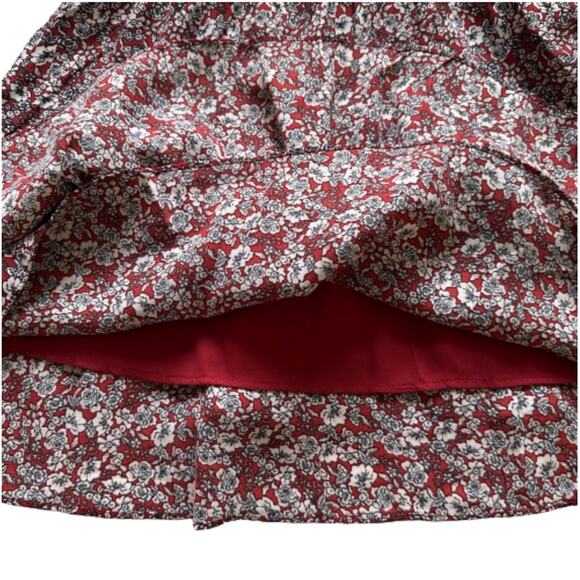 Nine Britton Dress Annika Red Burgundy Floral V-Neck Long Sleeve Tiered Large - Picture 11 of 13